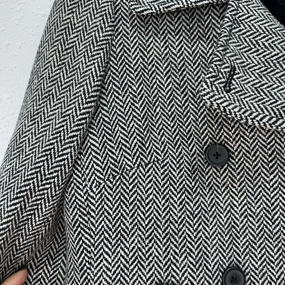 J. Crew Monochrome Herringbone Pea Coat‎ - Picture 5 of 8